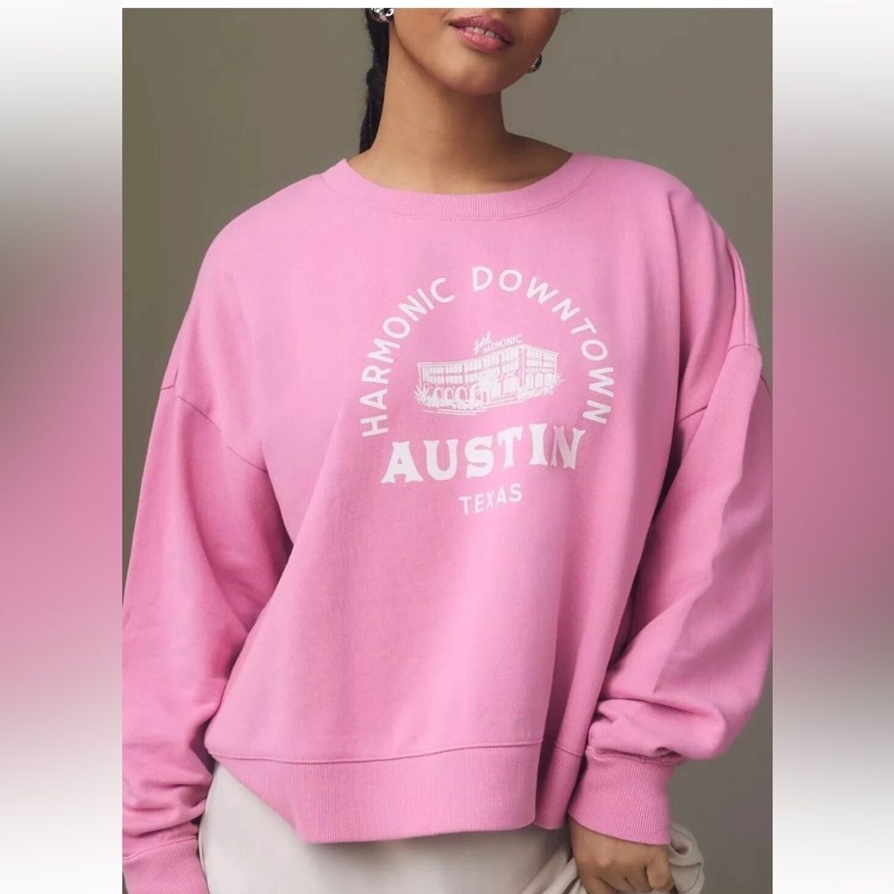Anthropologie Pink Maeve Austin Texas Crewneck Sweatshirt - Picture 9 of 9
